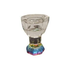 Crystal Iridescent Prism Base Candle Holder Small Felt Bottom